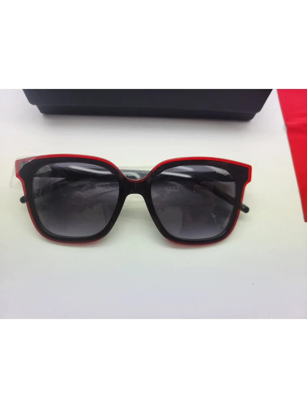 Hugo Boss Men's Rectangle Sunglasses HG 1051/S 01T 90 Black/Red w/ Case & Cloth
